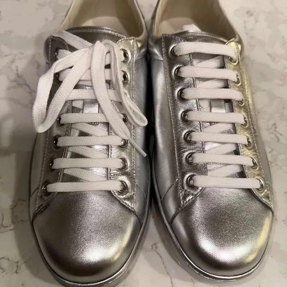 Gucci Ace Metallic Silver Men’s Shoes